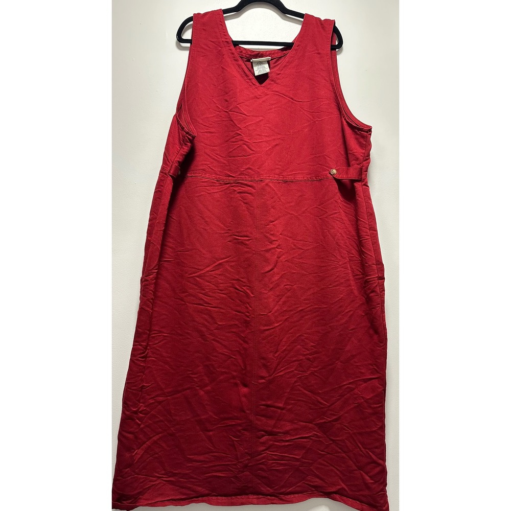 White Stag Woman Red Sleeveless V-Neck Jumper Dress Plus Size 24 Cottagecore